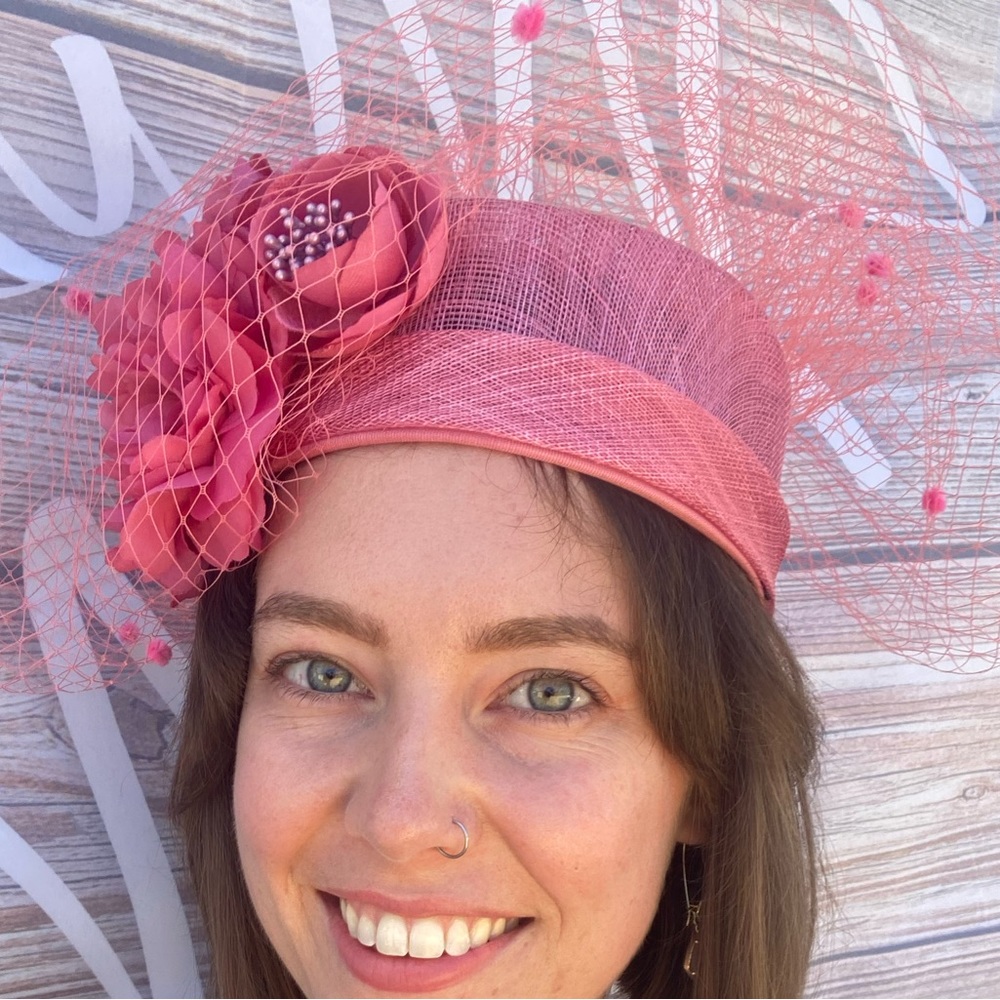 Pink Floral Fancy Tea Hat